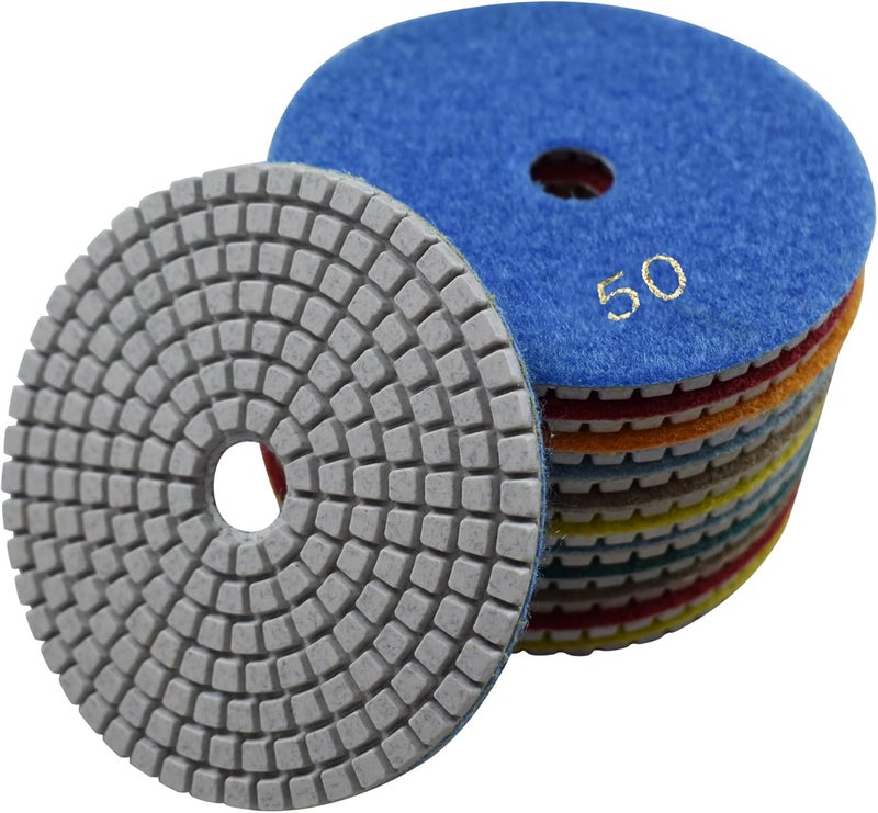 Konfor 7 Pcs Wet 4" Diamond Polishing Pads Set for Granite Marble Concrete Stone Polish - Image 5